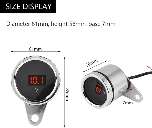 Vista 4 de Universal 2 en 1 impermeable LED digital voltímetro tacómetro medidor de metal odómetro velocímetro para motocicletas
