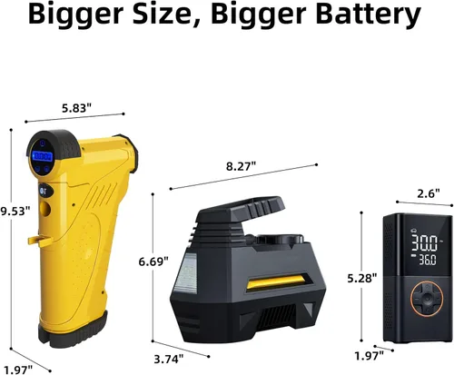 Vista 7 de TopAutoGear Compresor de aire portátil para inflador de neumáticos de 150 PSI, potencia dual de 12 V/20 V, salida USB, bomba de aire ideal
