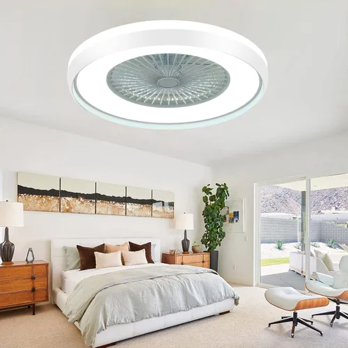 Vista 14 de Ventilador de techo sin aspas de 24 pulgadas con control remoto de luz, ventiladores de techo LED inteligentes con control de aplicación, ventilador