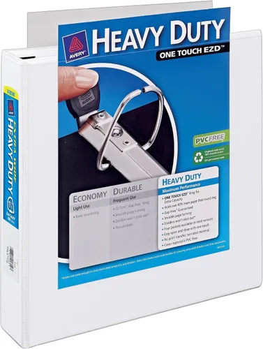 Vista 9 de Avery® Carpeta resistente con 3 anillas, extra ancha, anillos EZD® de 1 pulgada, 1 carpeta blanca (01318)