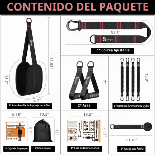 Vista 6 de Pull Up Assistance Bands Set, 300 lbs Max Heavy Duty Resistance Bands with Adjustable Strap, Non-Slip Handle & Door Anchor, Full Body Strength Negro