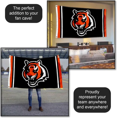 Vista 5 de Bandera grande de los Cincinnati Bengals de 3 x 5