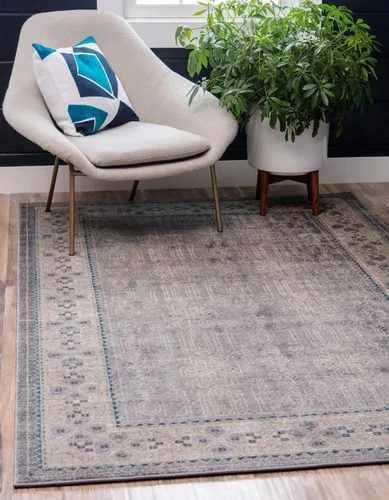 Vista 12 de Unique Loom Salzburg Collection - Alfombra clásica de diseño tradicional de inspiración oriental, 2 x 3 pies, color beige y azul