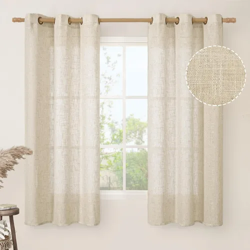 Vista 79 de LAMIT Cortinas de lino marrón caramelo para sala de estar, 84 pulgadas, de lino sintético, texturizado, filtrante de luz, paneles de privacidad