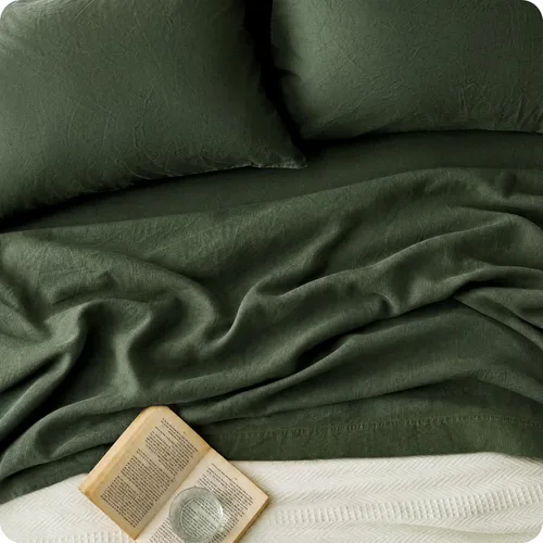 Vista 12 de Bedsure Sábanas de lino, cama tamaño Queen, mezcla de sábanas de lino y algodón, sábanas de algodón transpirable, regalos para todas las estaciones