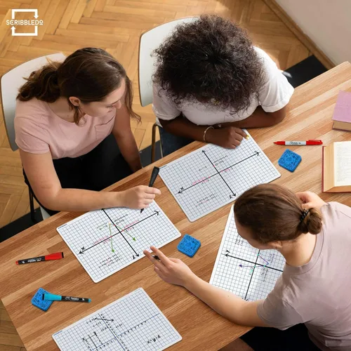 Vista 2 de SCRIBBLEDO - Paquete de 12 tableros de regazo XY Axis Coordinate Graph 9x12 con 12 borradores No Residuals or Ghosting, Budget Friendly 12 Pack