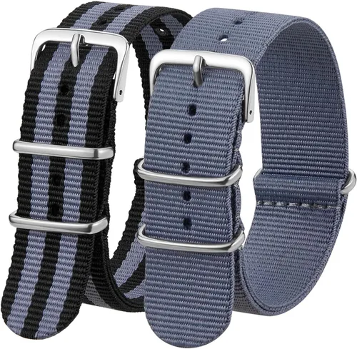Vista 16 de Correa de Reloj de Nylon de Repuesto de Liberación Rápida con Hebilla Pesada Correas de Reloj para Hombres y Mujeres Negro Gris / Negro