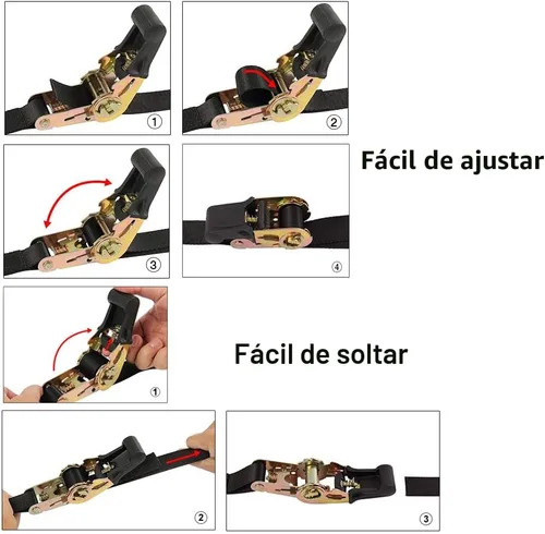 Vista 4 de Correas de amarre de trinquete sin fin, amarre de carga resistente, correa negra de nailon resistente de 4 pies, correas de seguridad de trinquete