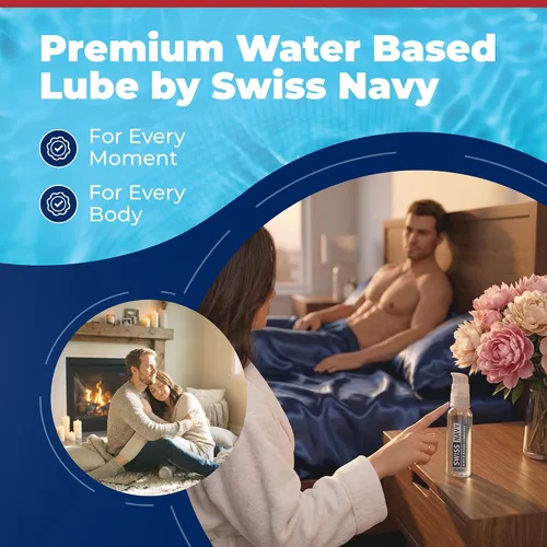 Vista 2 de Swiss Navy Lubricante Premium a Base de Agua - 2 oz - Gel Lubricante para Hombres, Mujeres y Parejas - Seguro para Juguetes - Fórmula que No Mancha