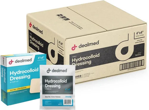 Vista 10 de Dealmed Apósitos hidrocoloides extrafinos de 4 x 4 pulgadas, productos para el cuidado de heridas para botiquines de primeros auxilios, empaquetados