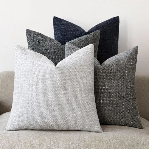 Vista 13 de 18x18 Fundas de almohada de chenilla, paquete de 4, serie neutra beige/marrón