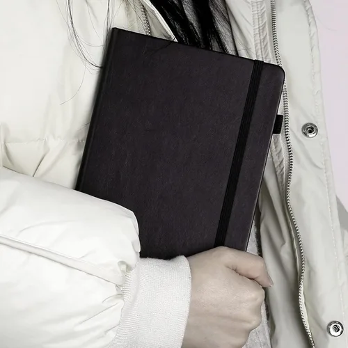 Vista 7 de Paquete de 5 cuadernos punteados con bucle para bolígrafo, cuaderno de tapa dura para el trabajo, papel grueso de alta calidad de 3.53 oz/m²