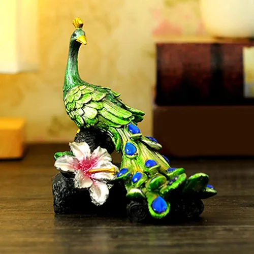 Vista 2 de Estatua de pavo real hermosa de animales para decoración del hogar