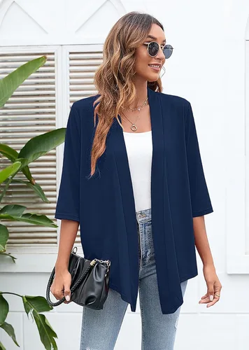 Vista 4 de Heymoments Women's Lightweight Open Front Cardigans 34 Sleeve Casual Soft Drape Fall Cardigan S-2XL