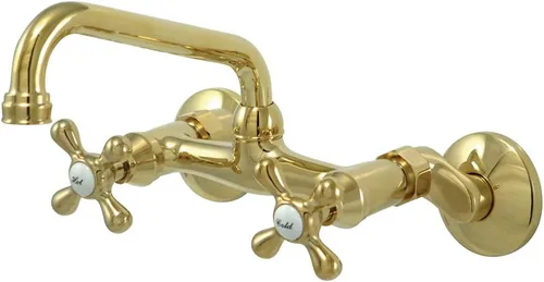 Vista 11 de Kingston Brass KS213C Kingston - Grifo de cocina con dos manijas para montaje en pared, cromo pulido