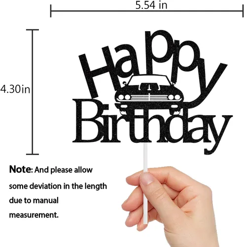 Vista 3 de Decoración para pastel de cumpleaños de coche negro, decoraciones clásicas para fiestas de automóviles