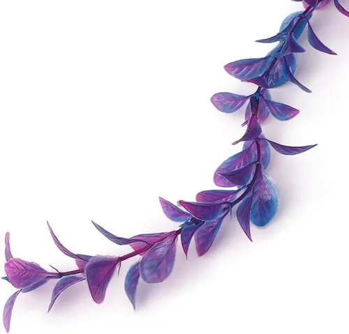 Vista 5 de Decoración de plantas artificiales de acuario de plástico para decoración de peceras, 16 pulgadas, morado