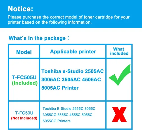 Vista 2 de LCL Cartucho de tóner de repuesto compatible para impresora Toshiba T-FC505U T-FC505UK T-FC505U-K e-Studio 2505AC 3005AC 3505AC 4505AC 5005AC Negro