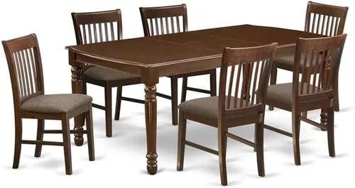 Vista 12 de East West Furniture DONO5-MAH-C - Juego de comedor de 5 piezas para 4 personas, incluye una mesa de comedor rectangular con hojas de mariposa y 4