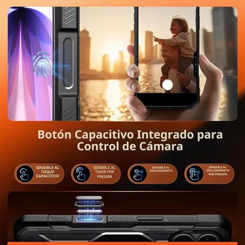 Vista 5 de Funda Poetic Spartan con soporte de anillo para iPhone 17, [Botón de control de cámara][Compatible con Magsafe], funda protectora de cuerpo