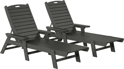 Vista 3 de WestinTrends Malibu Poly - Tumbona reclinable (juego de 2) gris
