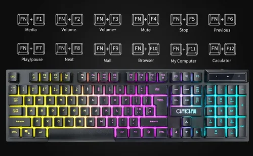 Vista 7 de Teclado inalámbrico y mouse para videojuegos, batería recargable con retroiluminación RGB, combo de jugador, sensación mecánica, anti-fantasma