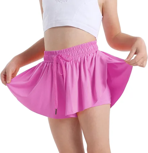 Vista 5 de Dizoboee Pantalones cortos fluidos para niñas, pantalones cortos de mariposa para jóvenes, falda atlética, pantalones cortos con bolsillo para niñas
