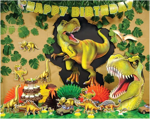 Vista 4 de Beistle Centros de mesa de volcán de tejido de 2 piezas, decoraciones de fiesta de isla tropical, decoración de fiesta de dinosaurios, accesorios