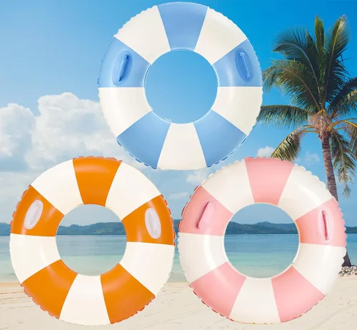 Vista 4 de Anillo de natación grande con asas para adultos, anillos clásicos de piscina de 47 pulgadas, tubos interiores de piscina, flotadores inflables