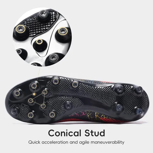 Vista 4 de curunect Zapatos de fútbol para hombre, ligeros, antideslizantes, para entrenamiento de fútbol sala
