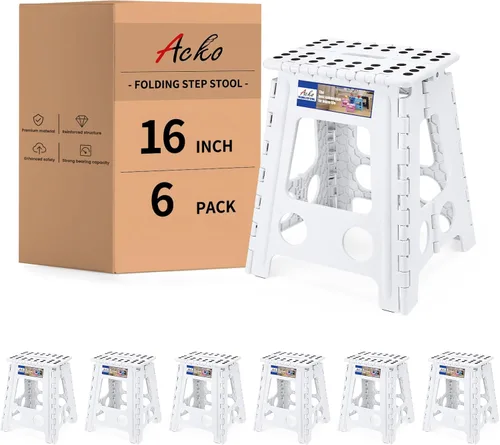 Vista 47 de ACKO Taburete plegable de 13 pulgadas, soporta 300 libras para adultos y Bicolor Verde