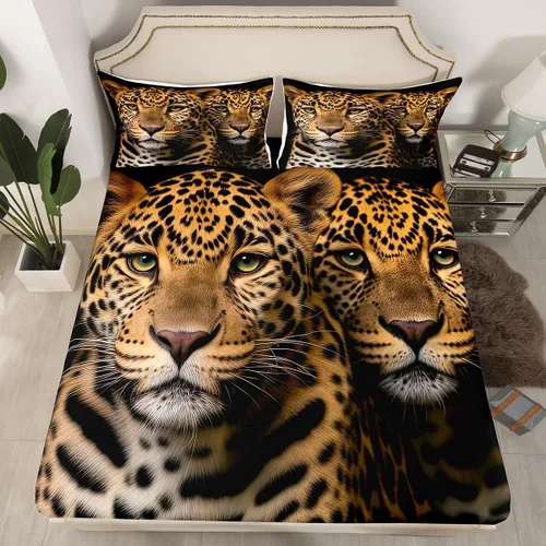 Vista 18 de Erosebridal Juego de cama de caballo para niñas, niños y parejas, sábana bajera ajustable de caballos blancos y negros, tamaño individual, diseño