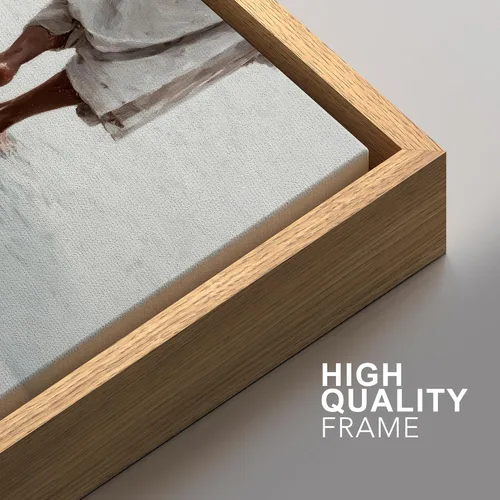 Vista 135 de SIGNFORD - Set de obras de arte en lienzo enmarcado para pared, ilustraciones abstractas de neblina del desierto en tonos neutros beige y marrón
