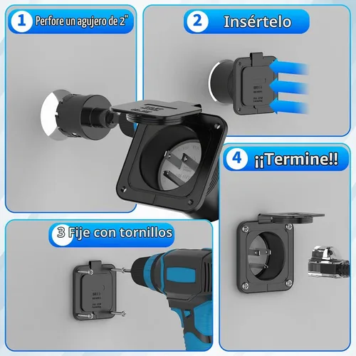 Vista 5 de BEBOBLY Entrada de 15 amperios, entrada de alimentación de 125 V con cubierta impermeable, 2 polos y 3 cables macho receptáculo de entrada