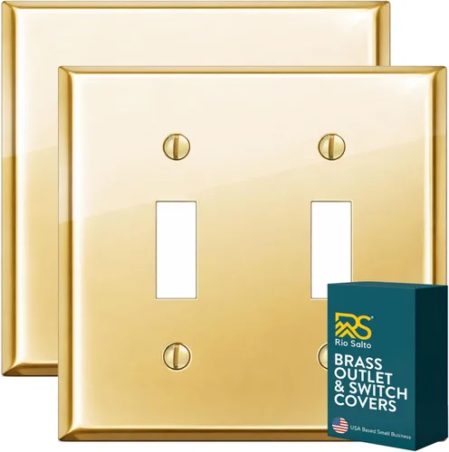 Vista 55 de Rio Salto BRASS Signature Collection MIDSIZE - Placa de pared de metal dorado para interruptor de luz o cubierta de tomacorriente, placa de pared