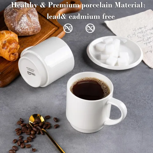 Vista 13 de GBhome Juego de 6 tazas de café de 12 onzas, tazas de café de cerámica con flores adhesivas para hombre, mujer, mamá, papá, juego de tazas de café