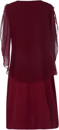 Vista 5 de SERYU Vestido ajustado de gasa con volantes para mujer, talla grande, con mangas de capa, favorecedor