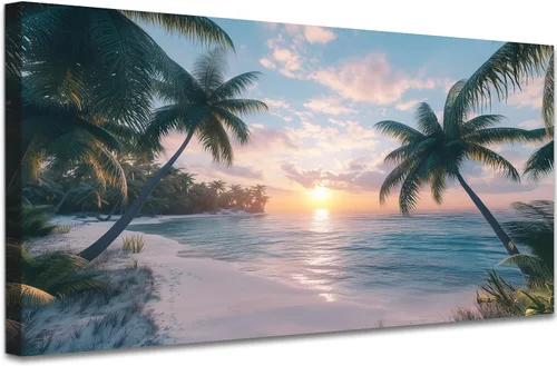 Vista 13 de GUTTATY Lienzo decorativo para pared, cuadros del océano, pintura de arte costero para decoración de pared de sala de estar, póster de mar, arte