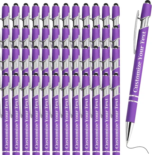 Vista 9 de Hasta 500 bolígrafos personalizados a granel con lápiz capacitivo, grabado, juego de bolígrafos con tu nombre, texto para mujeres de negocios
