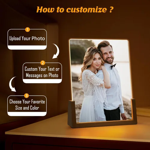 Vista 2 de NAZENTI Marco de fotos personalizado con luz LED, lámpara de marco de collage de fotos personalizada, regalos de fotos personalizados, lámpara de 01