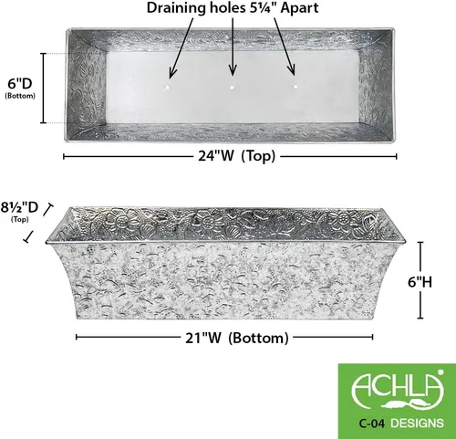 Vista 2 de Achla Designs Macetero galvanizado en relieve para ventana de flores, 24 pulgadas