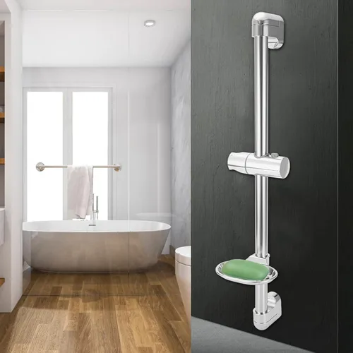 Vista 8 de ViaGasaFamido Barra deslizante de ducha de 24 pulgadas, montaje en pared, de acero inoxidable, barra deslizante para baño con soporte de ducha