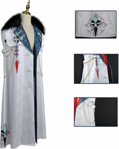 Vista 7 de Game Genshin Impact Fatui Cosplay Disfraz Ejecutivo Capa Tartaglia Bufanda Childe Ajax Ropa de Halloween