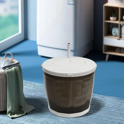 Vista 3 de Mini lavadora portátil 2 en 1 manual no eléctrica, secadora de ropa, lavadora compacta para viajes al aire libre (gris)