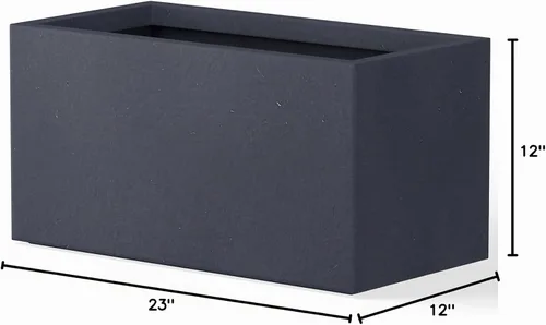 Vista 3 de Kante Macetero rectangular de hormigón de 23.2 pulgadas de largo, macetas grandes para interiores y exteriores con orificio de drenaje y tapón
