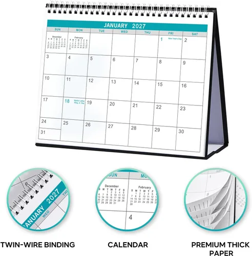 Vista 5 de Calendario de escritorio 2026-2027 – Calendario de escritorio de julio de 2026 a diciembre de 2027, calendario de 10 x 8.3 pulgadas, calendario