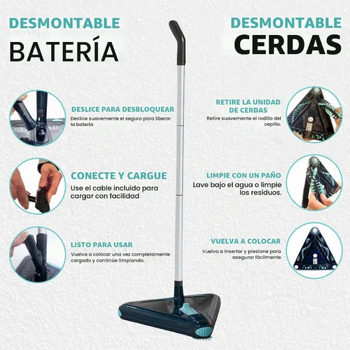 Vista 9 de Zippi Barridor Max - Versión 2025 Barridor Ligero, Diseño Triangular Permite Barrer en Esquinas, Perfecto para Alfombra Corta, Piso Duro y Cerámica