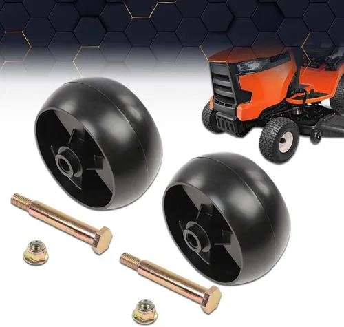 Vista 2 de PIT66 Juego de 2 ruedas de cubierta de cortacésped y pernos y tuercas de bloqueo compatibles con Cub Cadet, MTD, Toro y muchos otros 734-04155