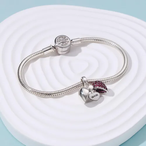 Vista 2 de SOUKISS Abalorios colgantes de plata de ley 925 con diseño de corazón de amor para Pandora, pulsera y collar