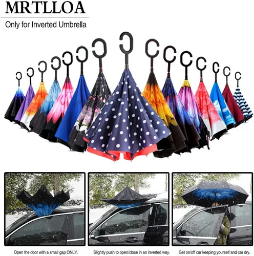 Vista 185 de MRTLLOA - Paraguas invertido de gran tamaño de 40/49/56 pulgadas - Sombrilla doble capa resistente al viento, con mango en forma de C y tamaño golf